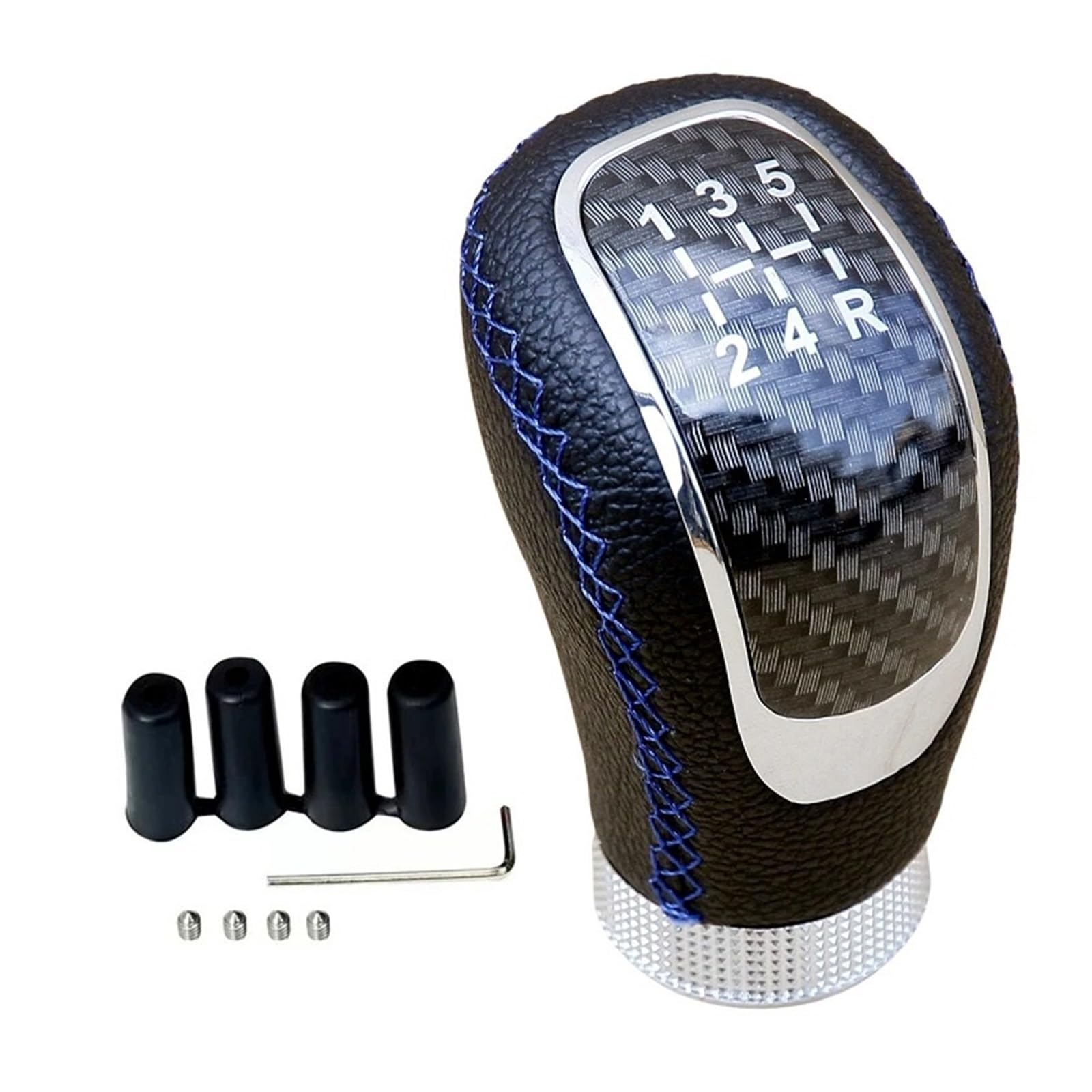 DAJMSUY 5 Speed Black Leather Gear Knob Car Shift Shifter Stick Lever Manual Transmission Car Gear Shift(Black C)