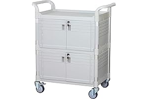 JaboEquip Medical Cart | 3-Shelf Hospital Cart | Wheels | L34.43xD19.69 inch...