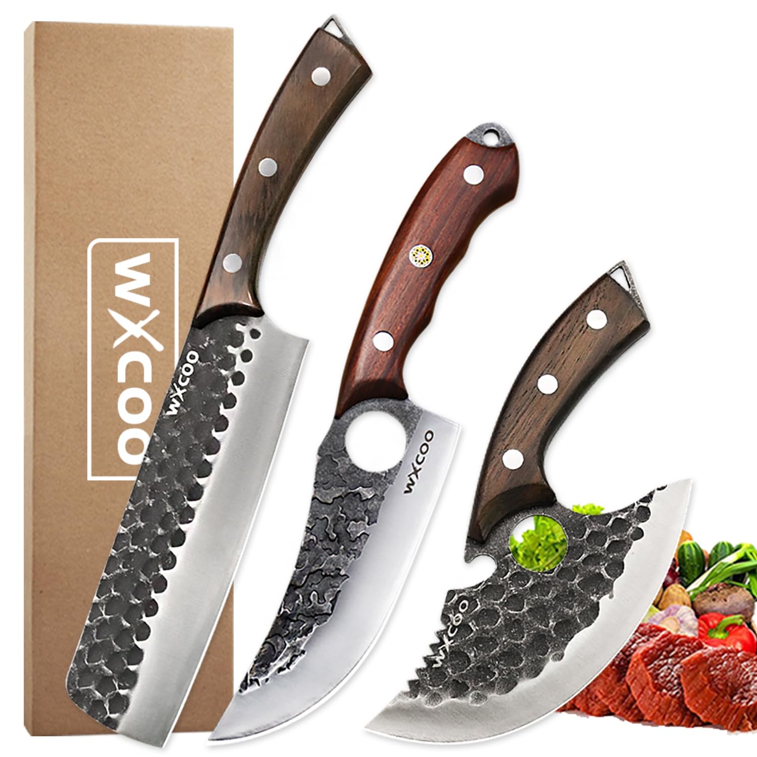 Amazon.com: WXCOO Hand Forged Kitchen Chef Knife Set High Carbon