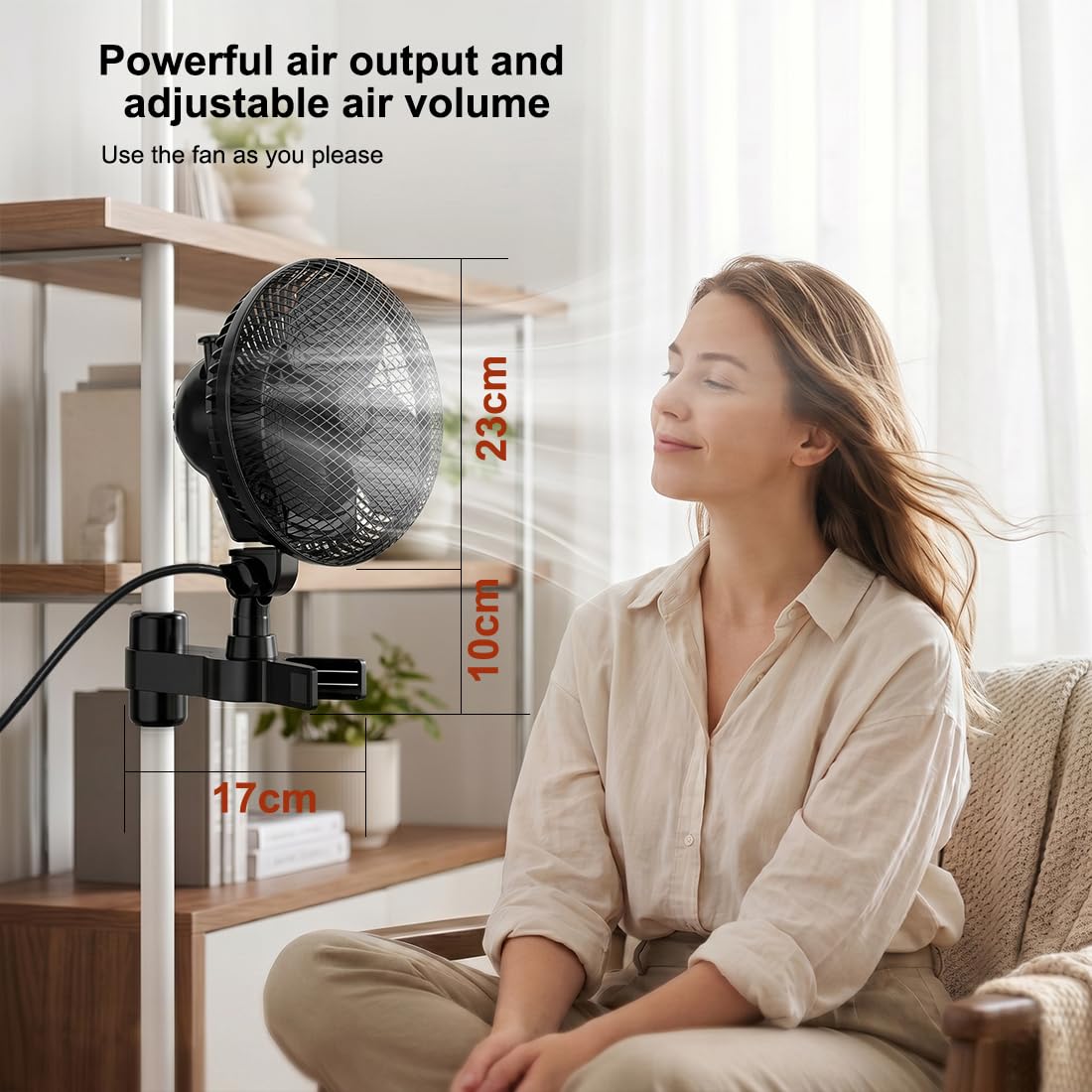 Grow Ventilator Oszillierend mit Clip, 2 Geschwindigkeitsstufen, Grow Clip-Ventilator Klemmbar für growzelt, 20W, 32 dBA Leiser Lüfter für Umluft Pflanzen Ventilatoren für Growzelt Growbox