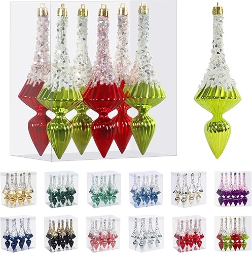 RoseCraft Juego de adornos de Navidad, bolas de Navidad inastillables de plástico de 5.75 pulgadas, adornos colgantes para decoración de árbol de