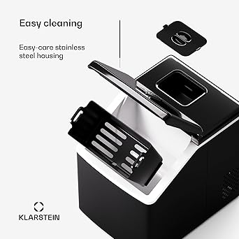 Klarstein Ice Maker - Clear Ice, 13kg/24h, Touch Screen, Stainless Steel, Low Energy, Ideal for Home/Parties
