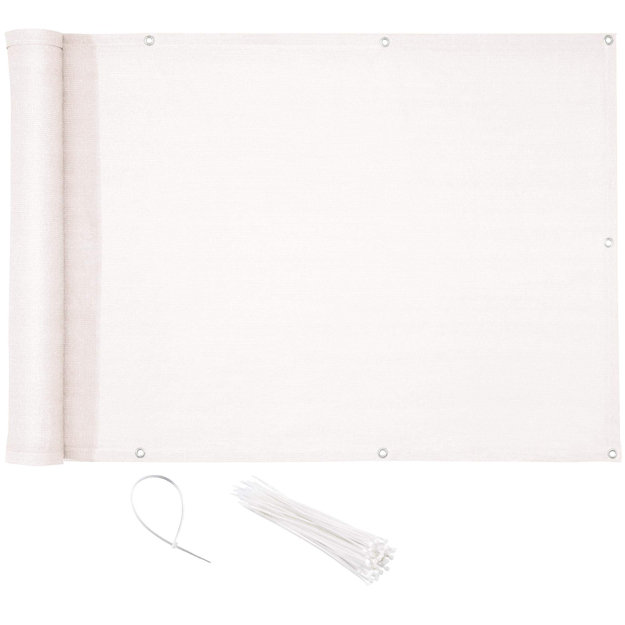 CelinaSun Pantalla de privacidad 0,75 x 5 m Blanco HDPE Lona de balcón antiviento Valla jardín balcón Ojales Abrazaderas para Intemperie