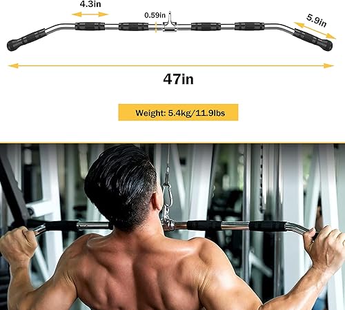 Miniatura 2 de Time wave Barra desplegable LAT de 47 pulgadas, barra giratoria de lujo con rotación completa y mango de goma para gimnasio, accesorios de