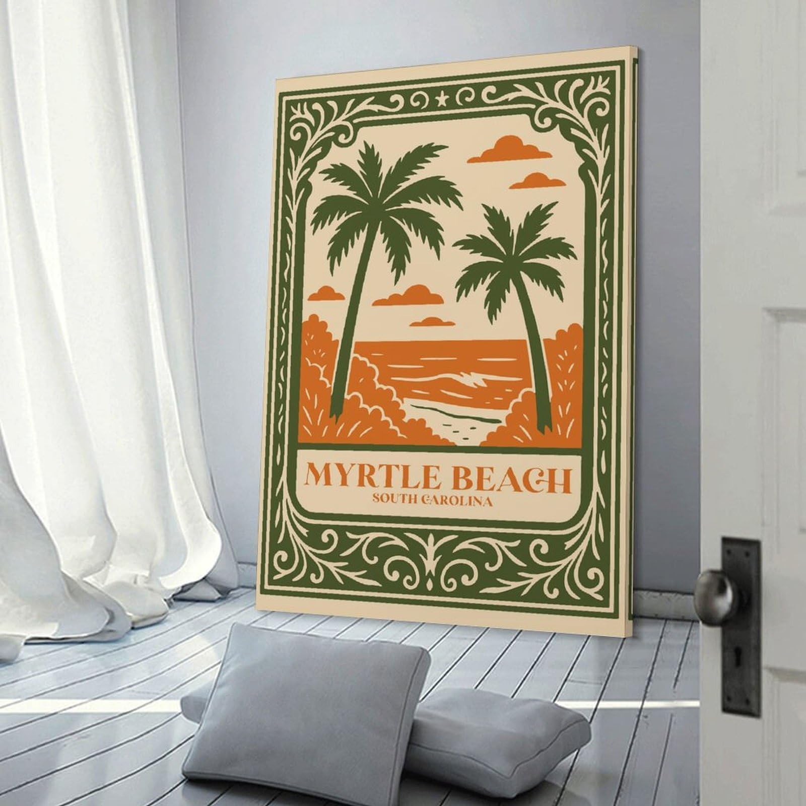 Junmoney Myrtle Beach South Carolina Travel Canvas Wall Art, 20x30inch(50x75cm), for Living Room, Bedroom Or Home Office, A Wall Art Gift for Fresh Interiors