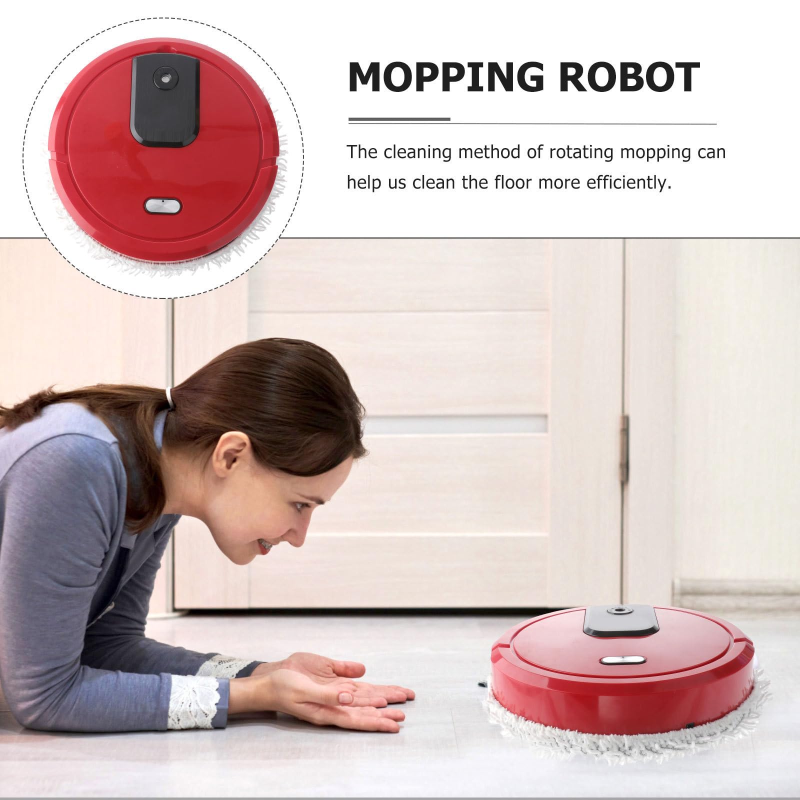 PRETYZOOM Robot Limpiador de Pisos Inteligente Función de Fregado Giratorio y Humidificación Hogar, Batería de 1500mah y Diseño en Plástico Duradero Color Aleatorio