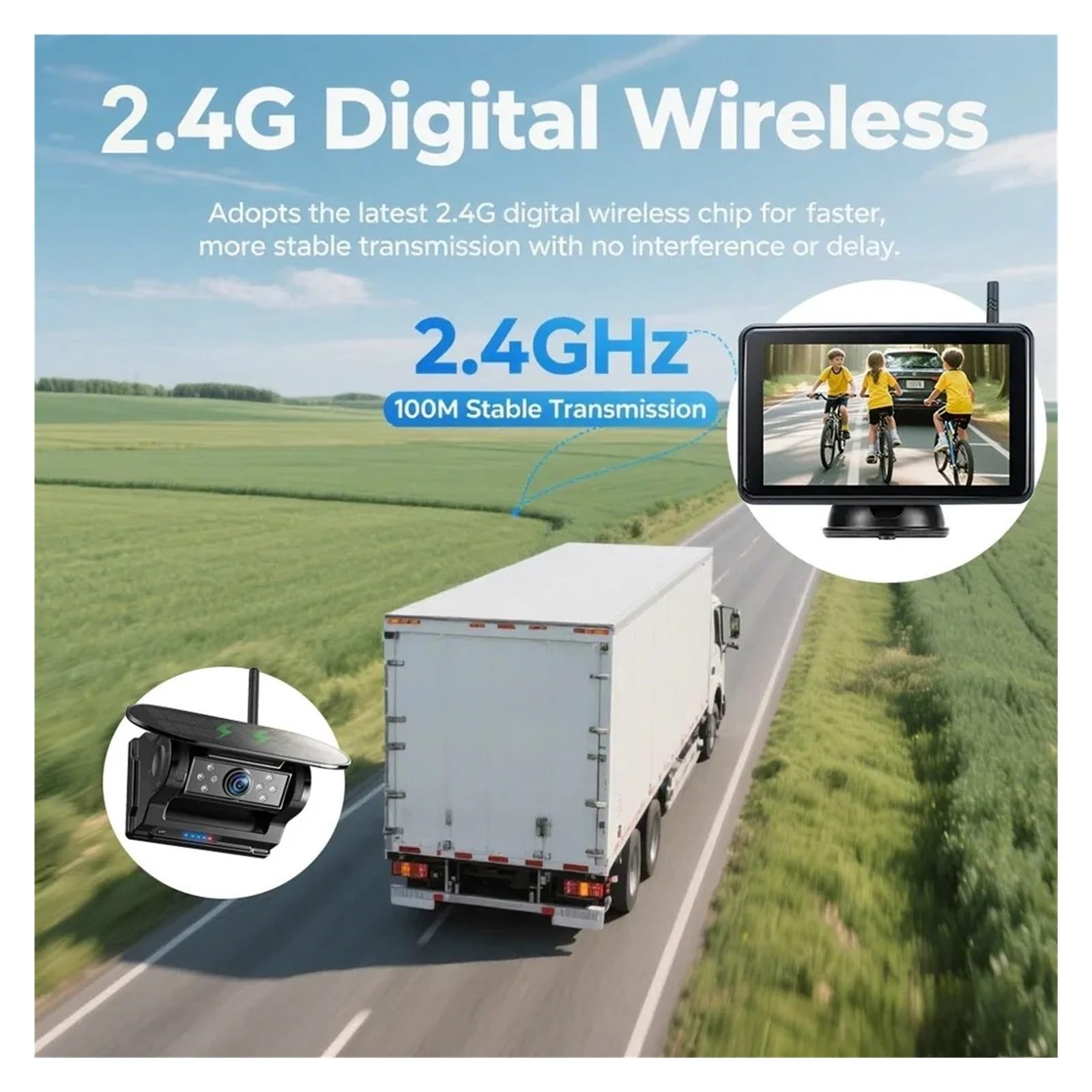 Telecamera Backup Wireless Con Ricarica Solare Magnetica Wifi Con Registratore DVR Da 5 Pollici Allarme Punto Cieco BSD Per Camion Rimorchio Telecamera Retromarcia