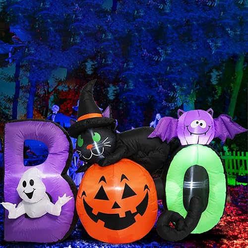 Miniatura 6 de MUMTOP Decoraciones inflables de Halloween  Arco de Halloween inflable de 8 pies de alto, decoraciones de Halloween que cambia de arco de luz LED