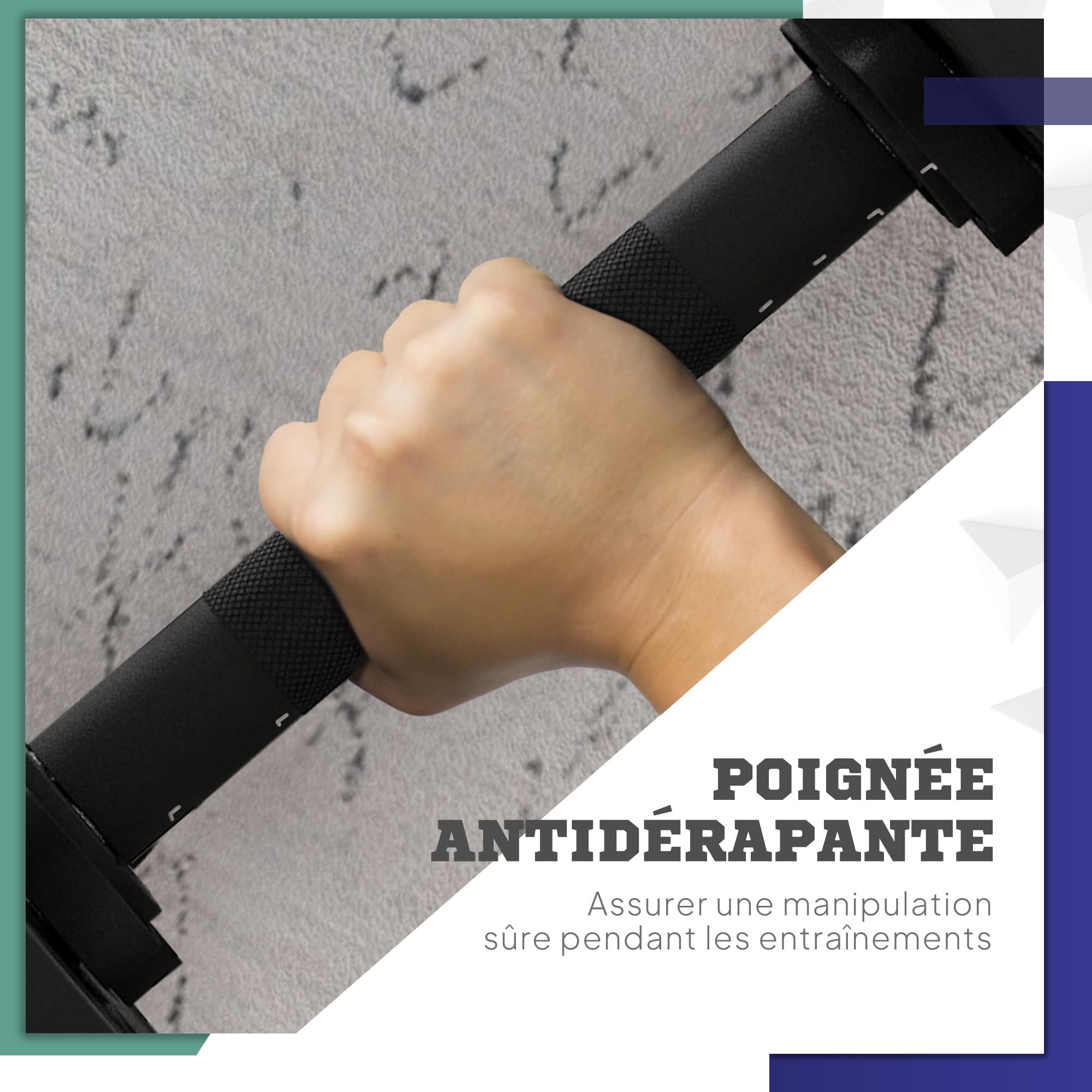 SPORTNOW 2 in 1 manubri regolabili, manubri liberi con manici antiscivolo, 15 kg, barre incluse, allenamento muscolare e sollevamento pesi