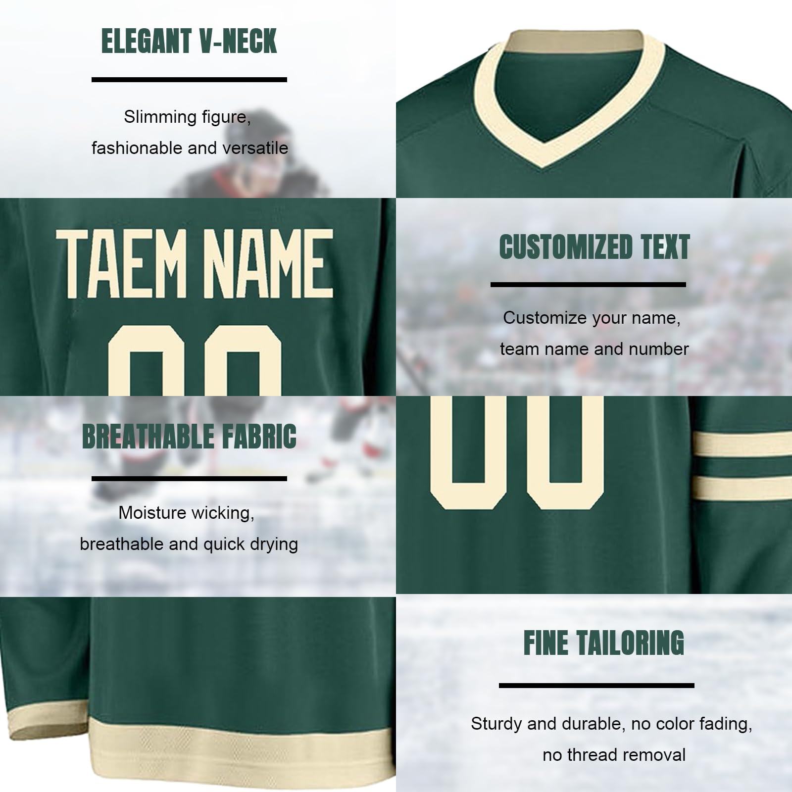 Camiseta de Hockey personalizada,Diseña tu camiseta de Hockey personalizada con tu nombre/equipo/número