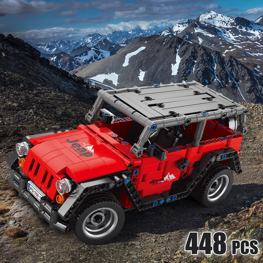 RiceBlock Wrangler Remote Control Building Block Set with Handheld Controller, Speed and Sports Cars for Boys Ages 8-12