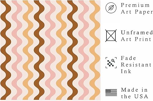 Miniatura 2 de Ethan Taylor Abstract Wall Art Prints Unframed Square Posters 'Retro 70s Hippie Chevron Pattern IV' Retro Home Décor for Living Room, Bedroom,