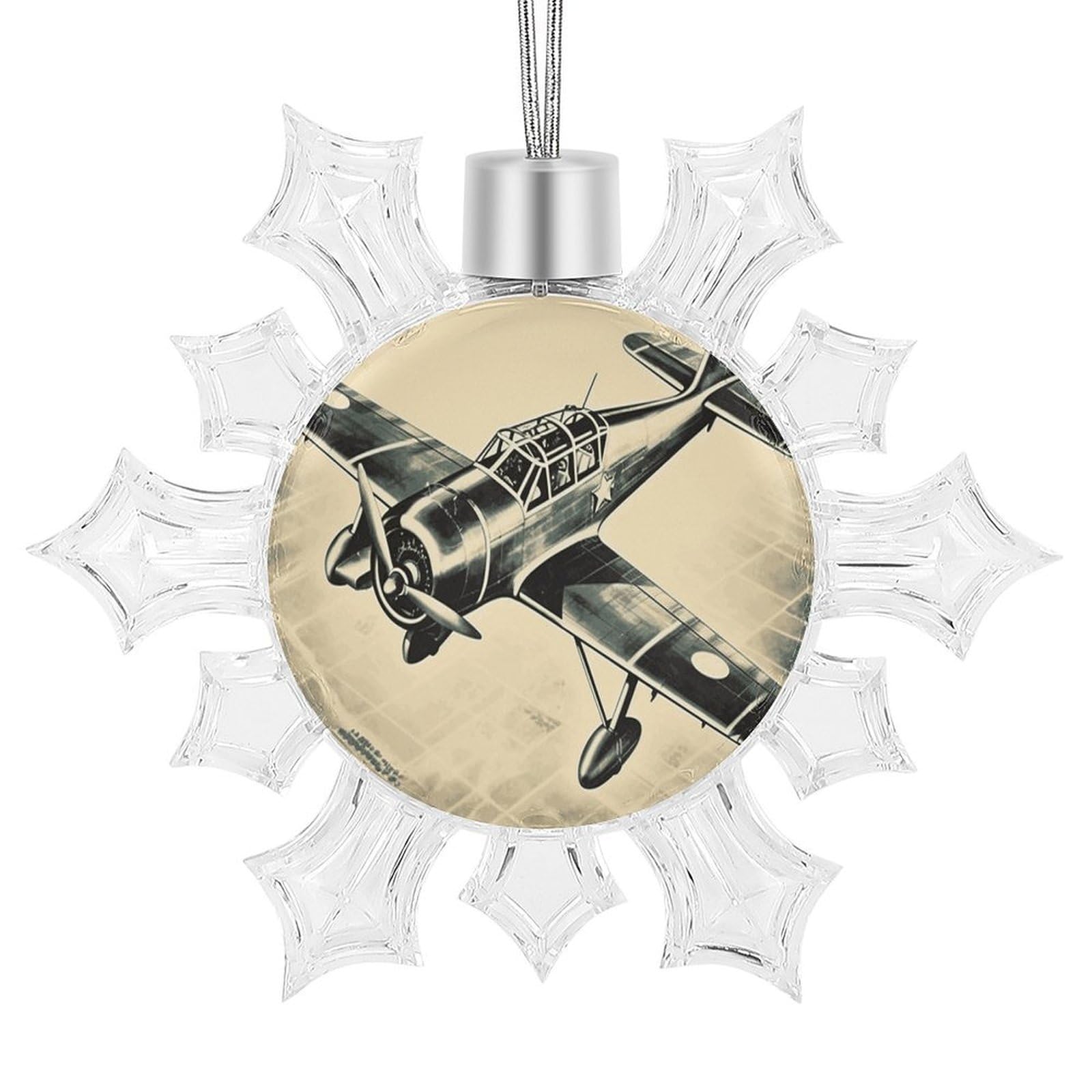 Retro Airplane Snowflake Decorations,Christmas Decorations，Christmas Indoor Winter Wonderland Decor，Hanging Ornaments for Xmas Tree Winter New Year Party Supplies