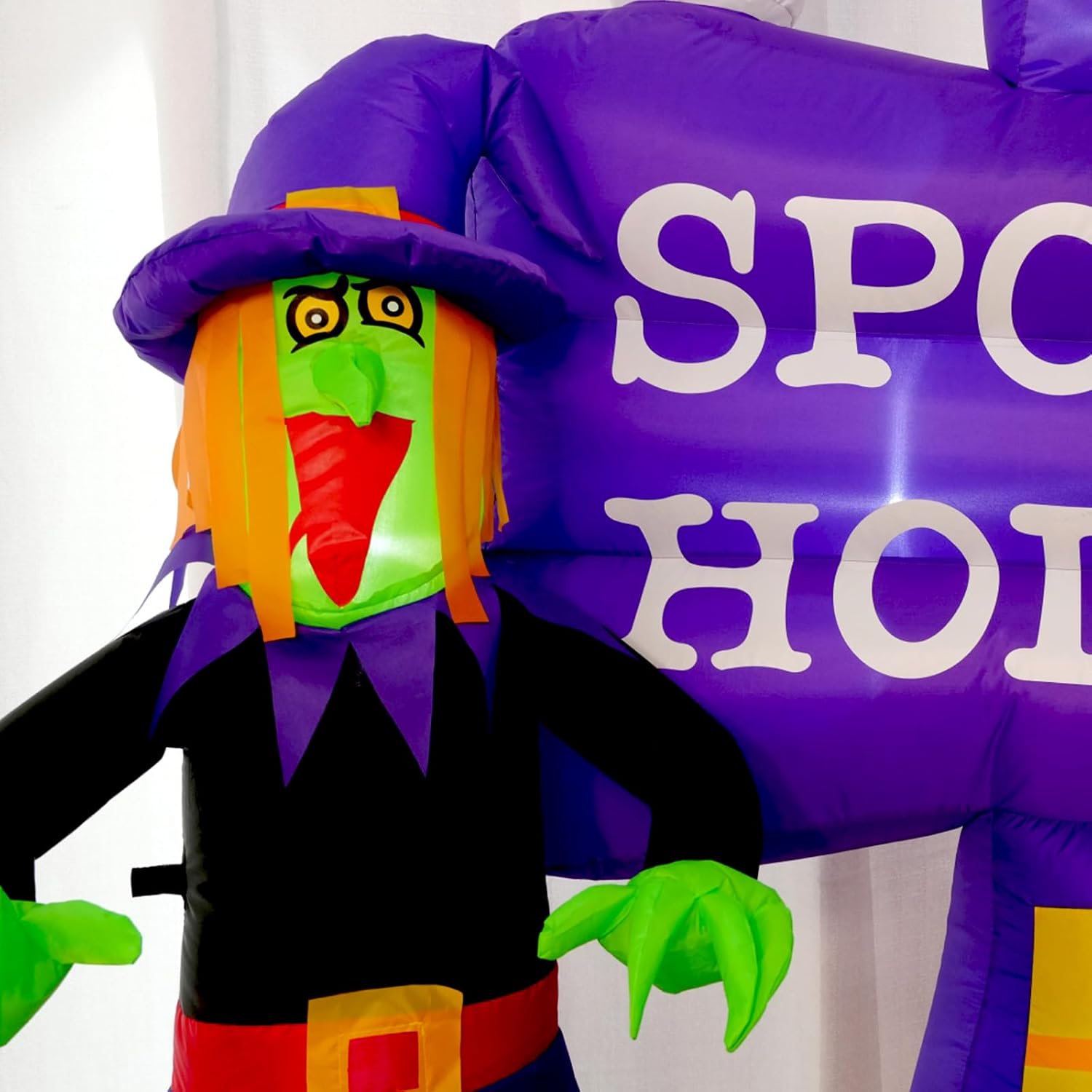 Whubefy 8FT Halloween Inflatable Outdoor Decoration Witch Ghost Tombstones Combo, Skull Cat Halloween Decor with LEDs, Blow Up Halloween Decorations Outdoor Inflatable Pumpkin for Yard Garden Indoor