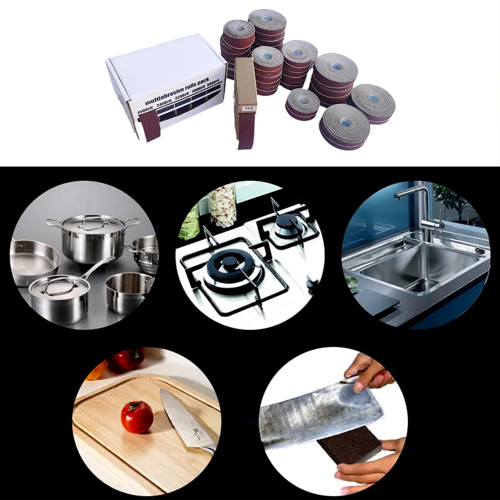 ohohulo 80/100/120/150/240/180//600/ Grit Sandpaper Roll for Drum Sander Woodworking Automotive Metal Sanding