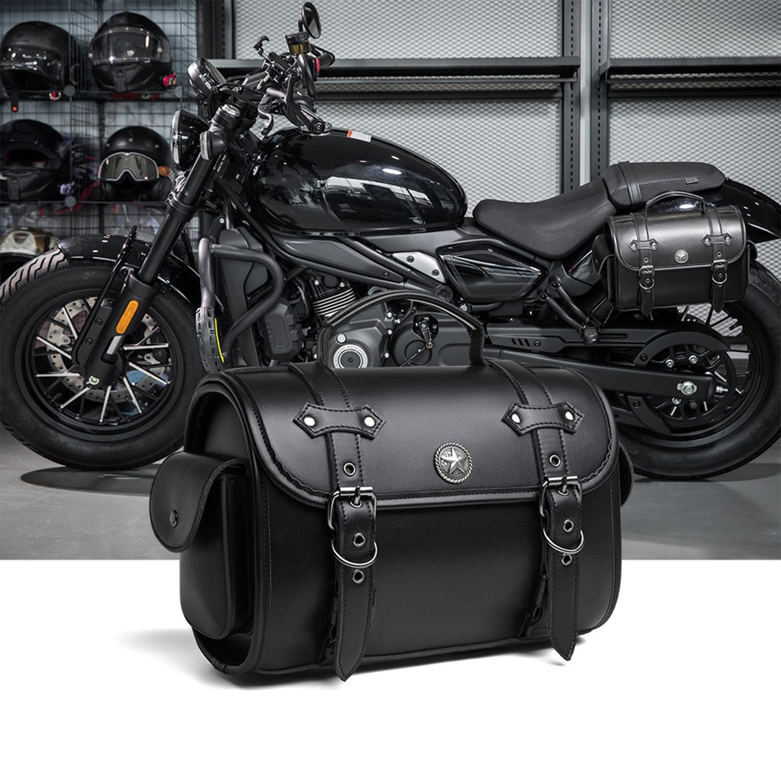 Borse da sella in pelle per moto, borsa per il sedile posteriore della moto, borsa da sella per bagagli di grande capacità, robusta borsa per il retro della moto in pelle, perfetta per il
