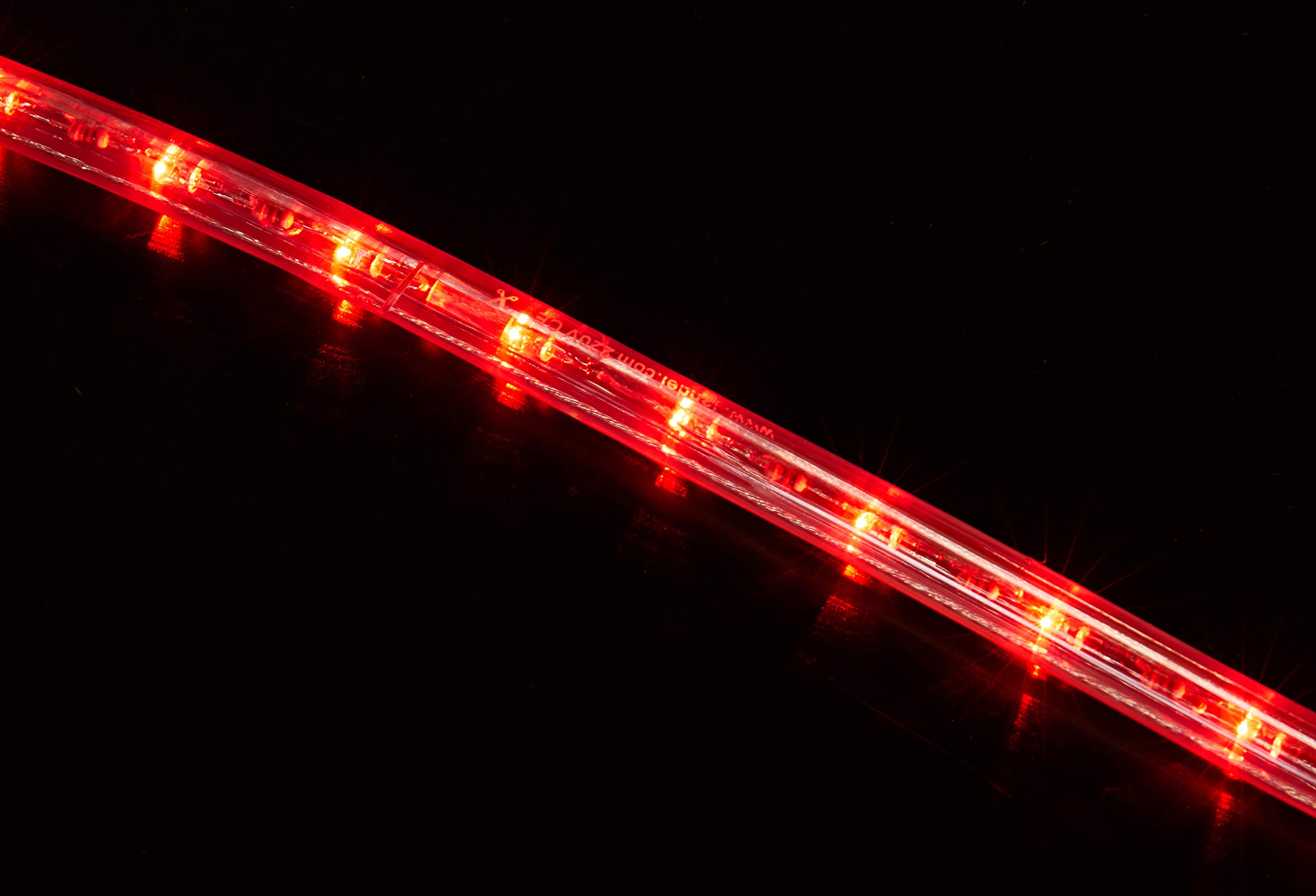 Hilo luminoso LED exterior IP65 corte 0,5m 220V bobina 50m (Rojo)