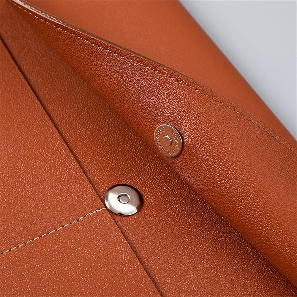 Etui na dokumenty ze skóry PU, Skórzany organizer na dokumenty A4, wielokolorowy, rozmiar 23,5 x 33 cm, opakowanie 2 szt.(Brown)