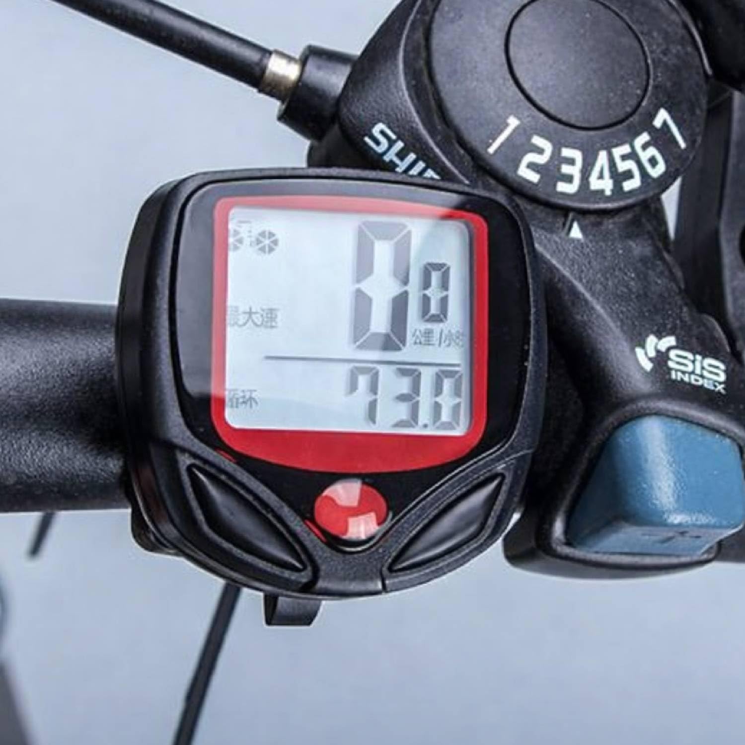 Shopeleven 14 Function Waterproof Bicycle Computer Odometer Speedometer, Lightweight Multi-Function Cycling Accessory | Auto Sleep & Wake Up Mode, Speed Monitor | Easy Install & Read(Red) 3