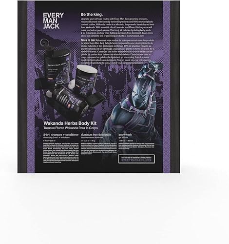 Miniatura 9 de Every Man Jack Black Panther - Set de regalo para baño y cuerpo para hombres, incluye gel de baño, champú y desodorante, con ingredientes limpios