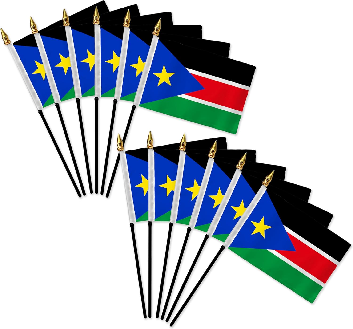 South Sudan 4x6in Stick Flag - 1 dozen pack