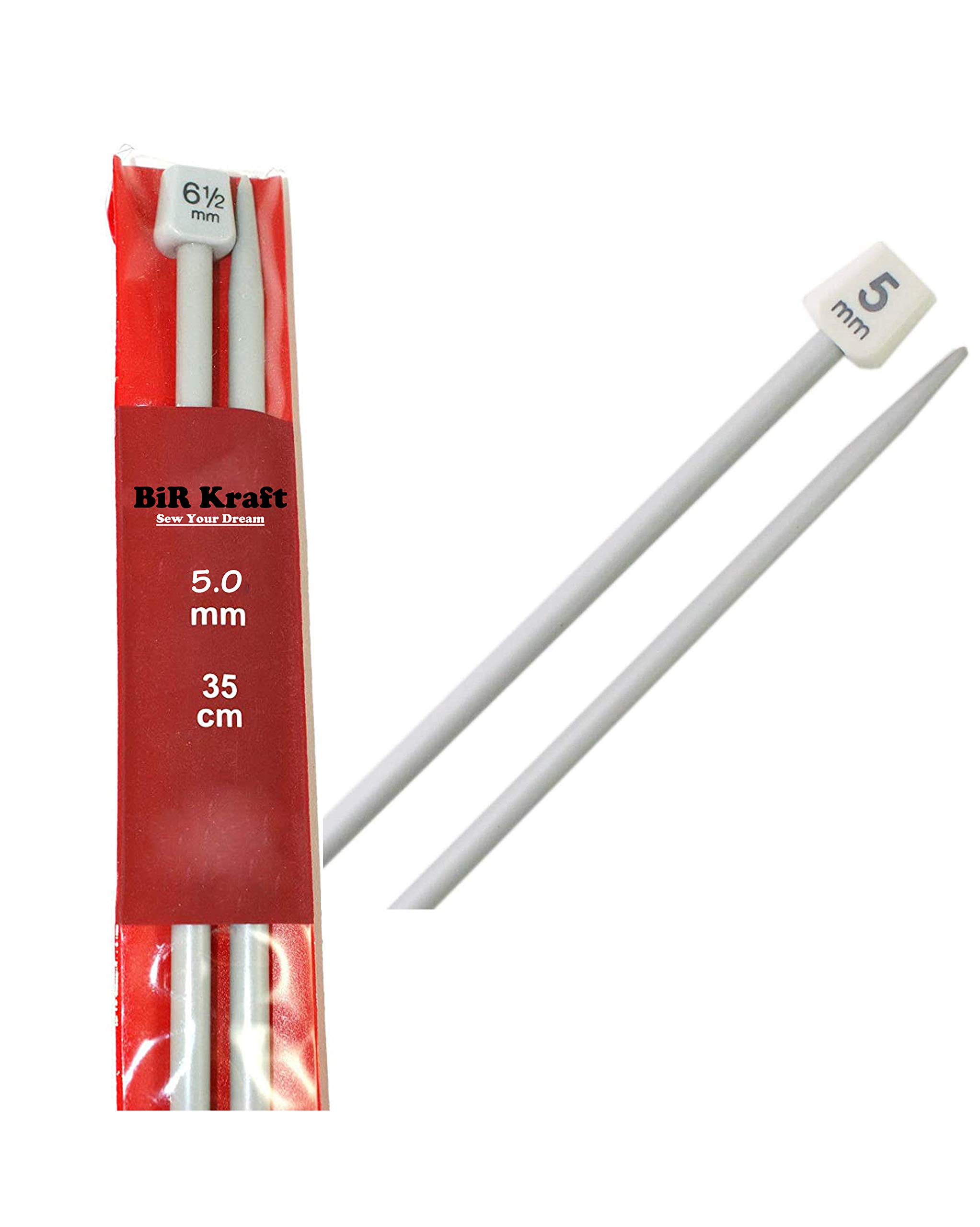 Aa Shoppers Blue / White 2 X Long Straight Plastic Knitting Needles (35Cm) - Needle Diameter 5Mm, 5.5Mm, 6Mm, 6.5Mm, 7Mm, 7.5Mm, 8Mm, 9Mm And 10Mm 2 X 2 .197 In