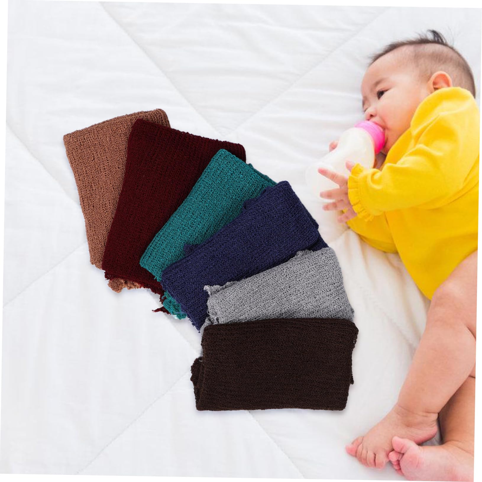 Kisangel Manta Envolvente para Recién Nacidos 6 Piezas Elástica para Fotos | Acrílico, Ajuste Adaptable y Tacto Suave, Diseño Multifunción Ideal para Fotografía