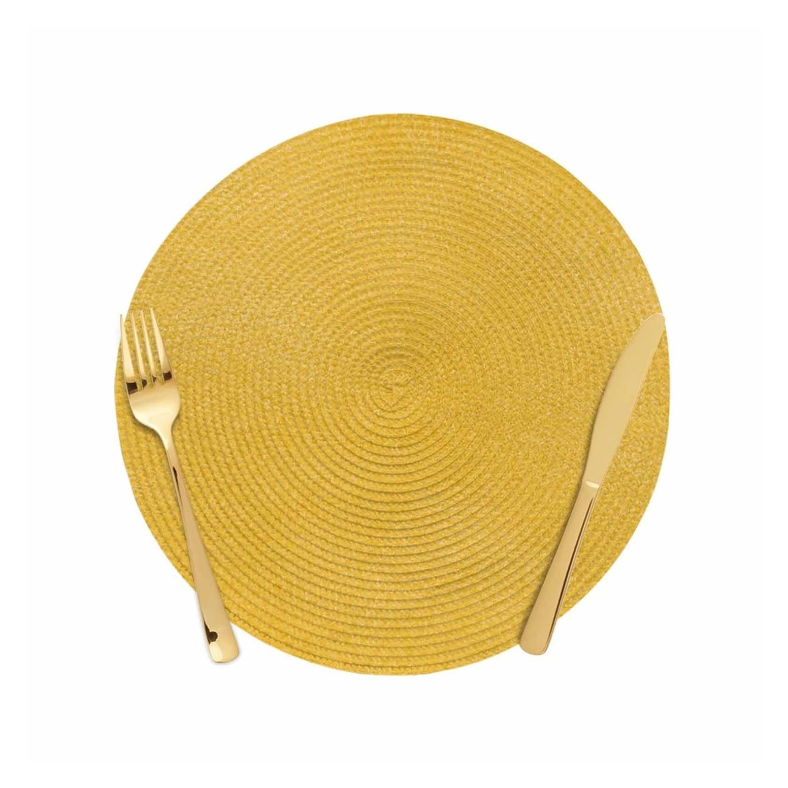 Luvafey One Color 4Pc Round Braided Solid Color Woven Placemats