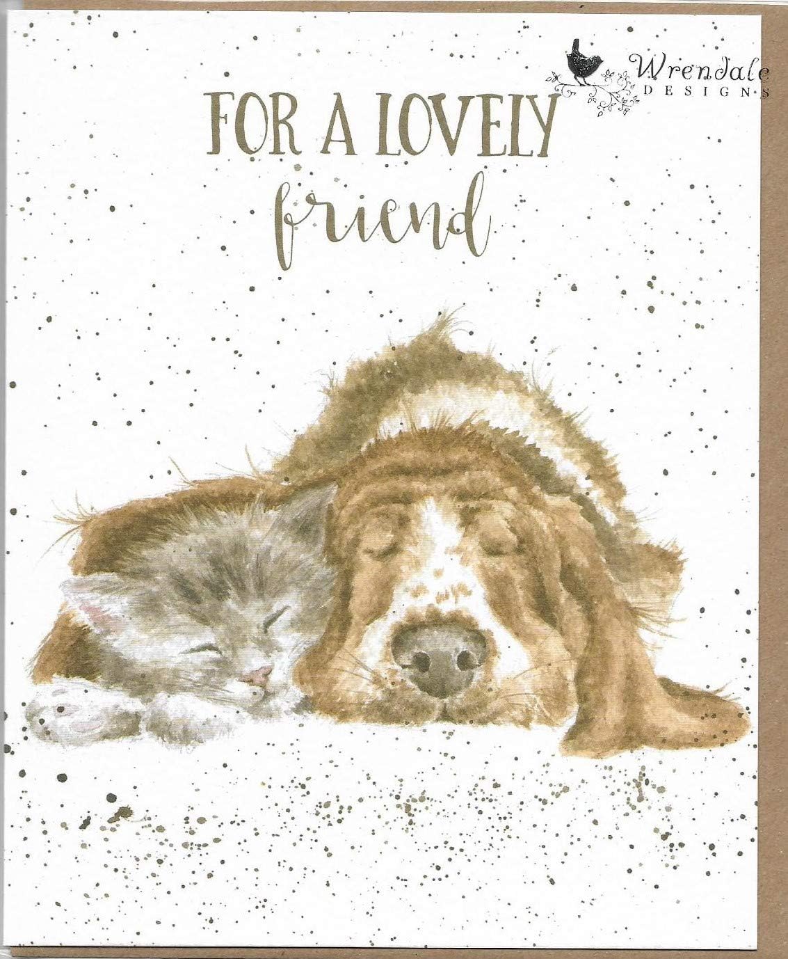Artist Greeting Card (WRE2241) Fur, Feathers and Whiskers - For A Lovely Friend - Dog and Catnap