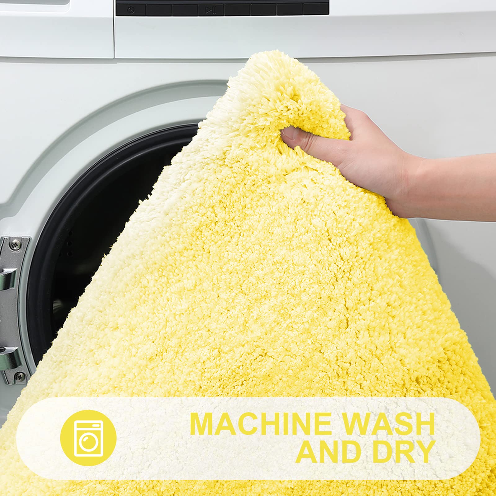 OLANLY Luxury Bathroom Rug Mat 59x20, Extra Soft and Absorbent Microfiber Bath Rugs, Non-Slip Plush Shaggy Bath Carpet Runner, Machine Wash Dry, Bath Mats for Bathroom Floor, Tub and Shower, Yellow