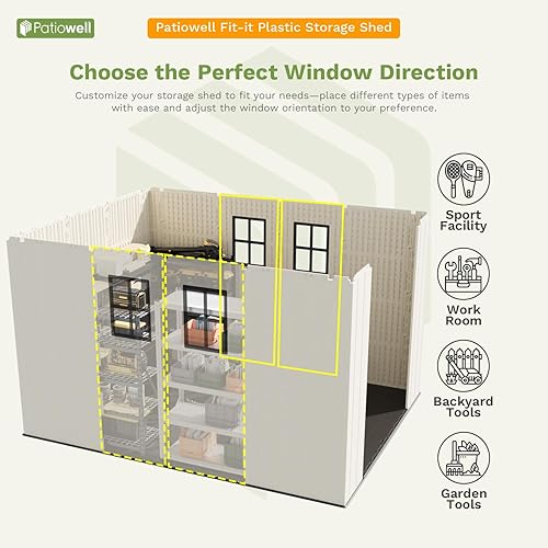 Vista 21 de Patiowell Cobertizo de almacenamiento de plástico para exteriores de 6 x 4 pies, cobertizo exterior de resina, perfecto para almacenar muebles