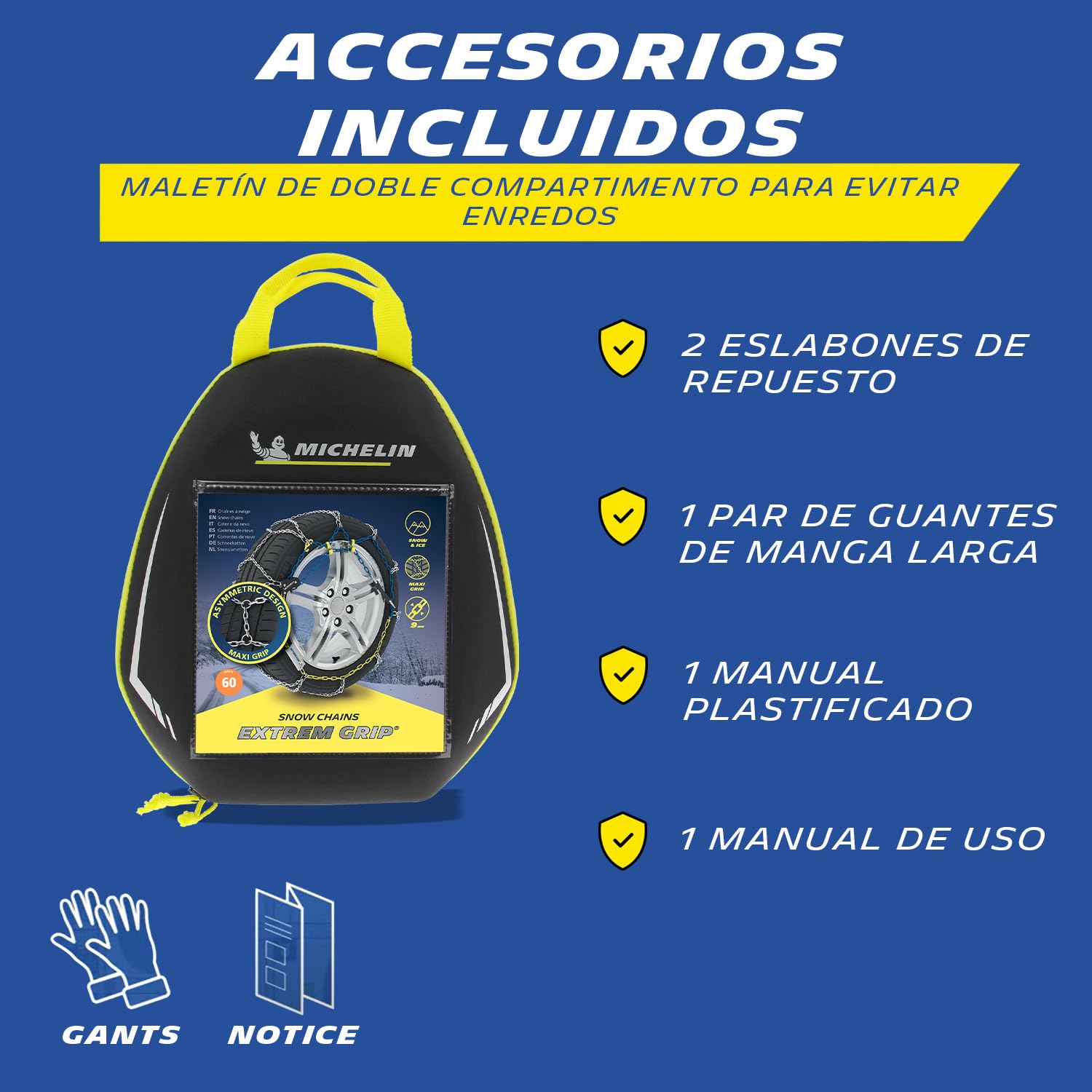 MICHELIN 008428 EXTREM GRIP Cadenas de nieve metálicas manuales, N°80