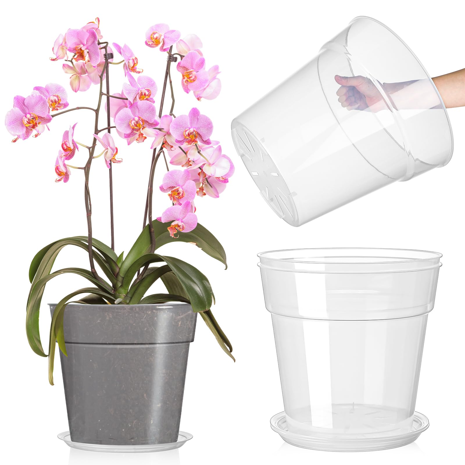Baderke 3 Pack Clear Nursery Pot