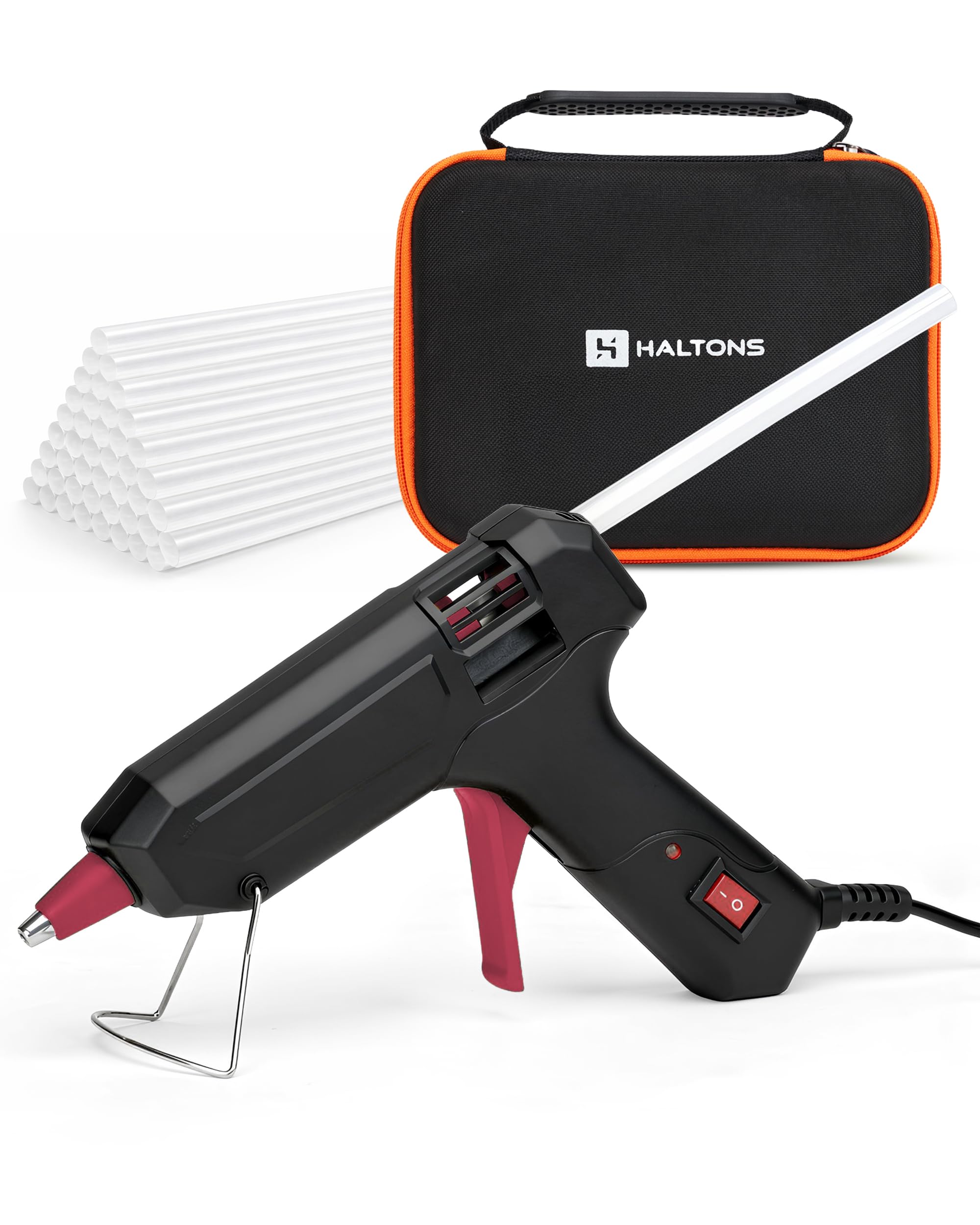 Haltons Hot Glue Gun, 20W Electric with 50 Glue Sticks, 150mm x 7mm, Black