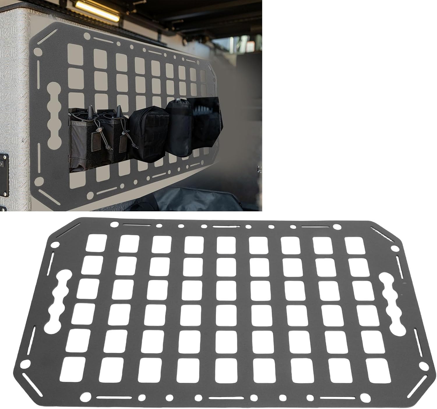 Fabater Molle Panel for Vehicles, Modular Storage Plate, Side Truck Bed Molle Panel Rack System, L Track Molle Panels Organizers Accessories
