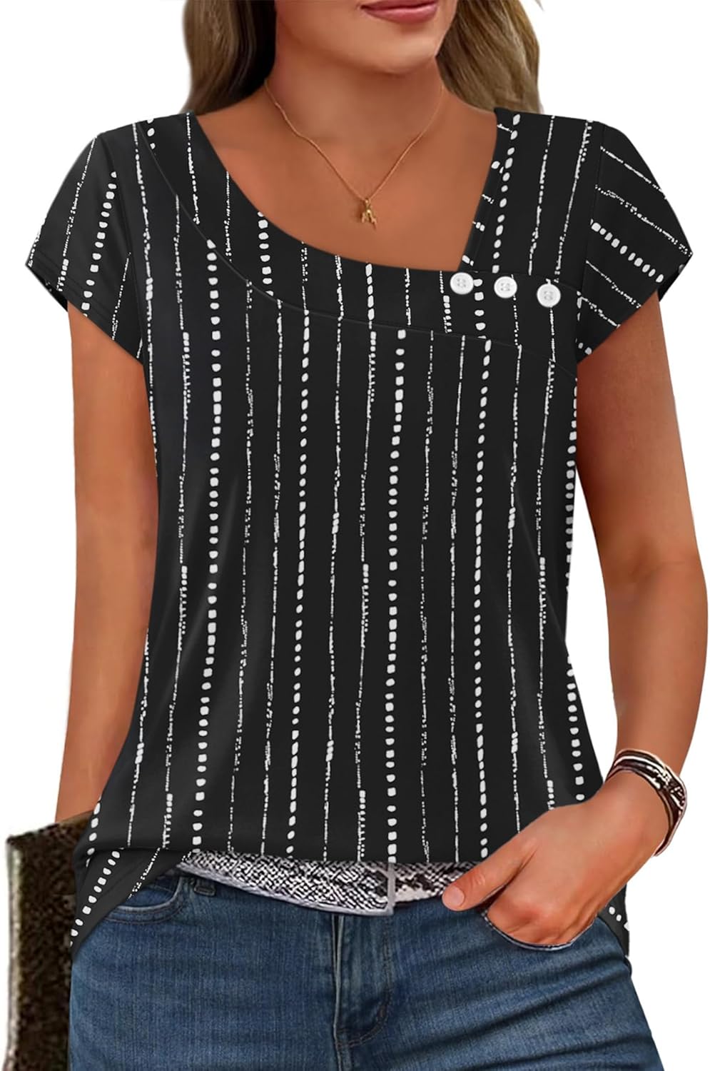 SAMPEEL Summer Tops for Women 2026 Trendy Cap Short Sleeve Shirts Dressy Casual Business Outfits Blouses Square Neck