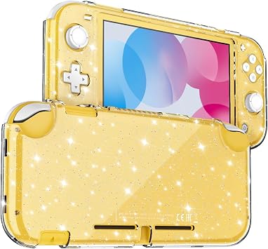 DLseego Protective Case for Nintendo Switch Lite, Glitter Bling Transparent Hard PC Cover with Shock-Absorption and Anti-Scratch Design Protective Case - Crystal Glitter