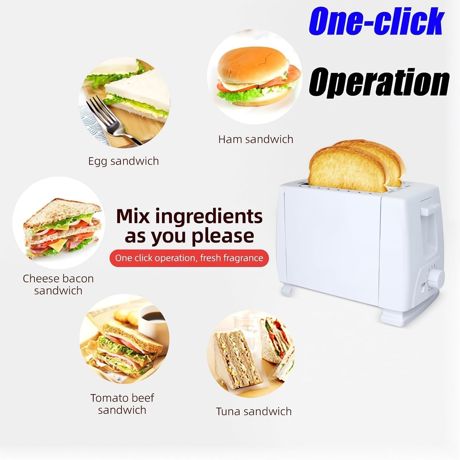 Tostadora de 2 rebanadas de 650 W, tostadora de desayuno doméstica con 6 configuraciones de sombra y bandeja para migas de pan extraíble, centrado automático, ranura para hornear ensanchada de cream