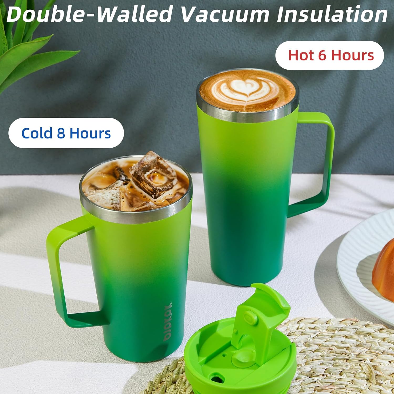 BJPKPK Insulated Tumbler with Handle, 22oz Insulated Tumblers with Lid and Straw, Stainless Steel Metal Water Bottles, Coffee Travel Mugs, Cups, Sky - Image 4