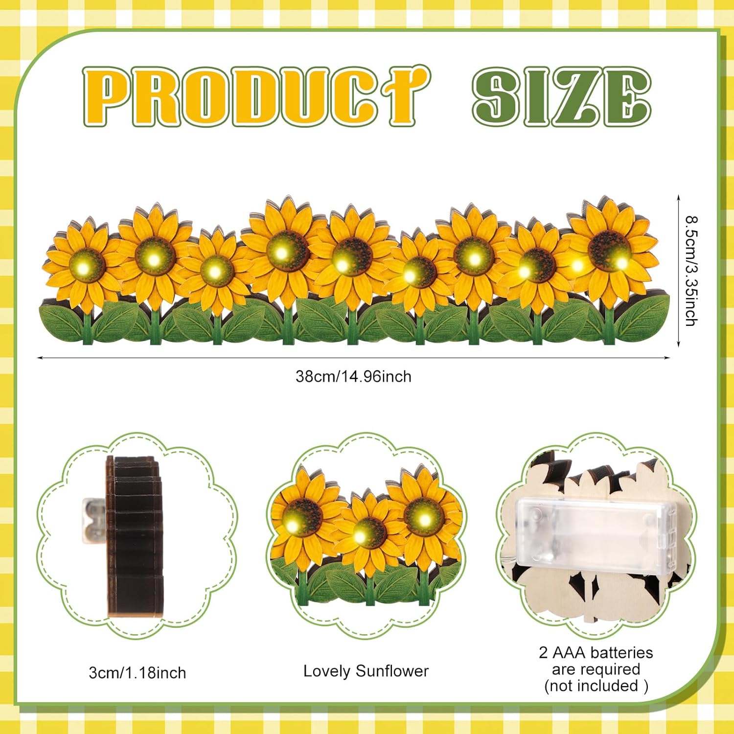 Yousoontic Summer Sunflower Decor Table Centerpieces Flower Wooden Sign Decorations with LED Lights 3D Block Farmhouse Rustic Yellow Sunflower Decor for Home Mantel Desk Summer Party Decorations