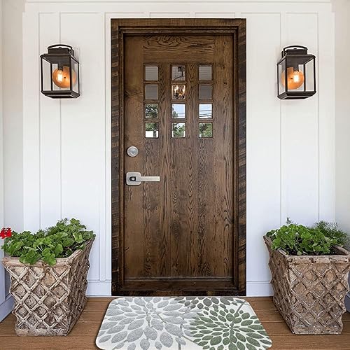 Miniatura 6 de Dahlia - Tapete de baño, diseño floral, bohemio, verde, gris, antideslizante, absorbente de agua, alfombra de área grande, alfombra de felpa gruesa