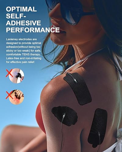 Miniatura 5 de Brilnurse TENS, 24 almohadillas de electrodos para unidades Decenas, reutilizables, de larga duración, autoadhesivas, no irritantes, con conector