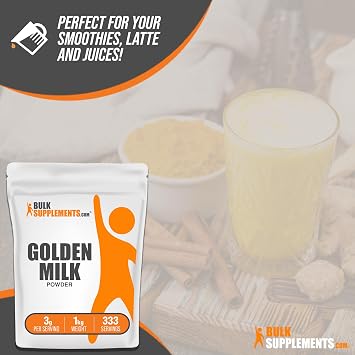Golden Milk Powder - Golden Milk with Turmeric and Ginger, Black Pepper and Cinnamon Powder, Superfood Supplement - Gluten Free, 3g per Serving, 1kg (2.2 lbs) (Pack of 1)