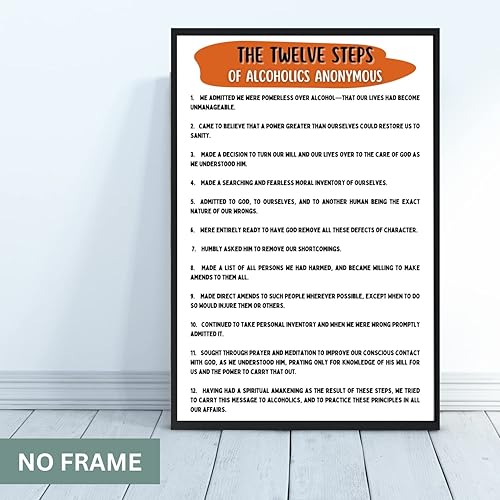 Miniatura 6 de The 12 Steps of AA Alcoholics Anonymous Poster for Addiction Recovery - Twelve Steps Alcoholic Anonymous Quotes Print AA Daily Reflections Poster 12