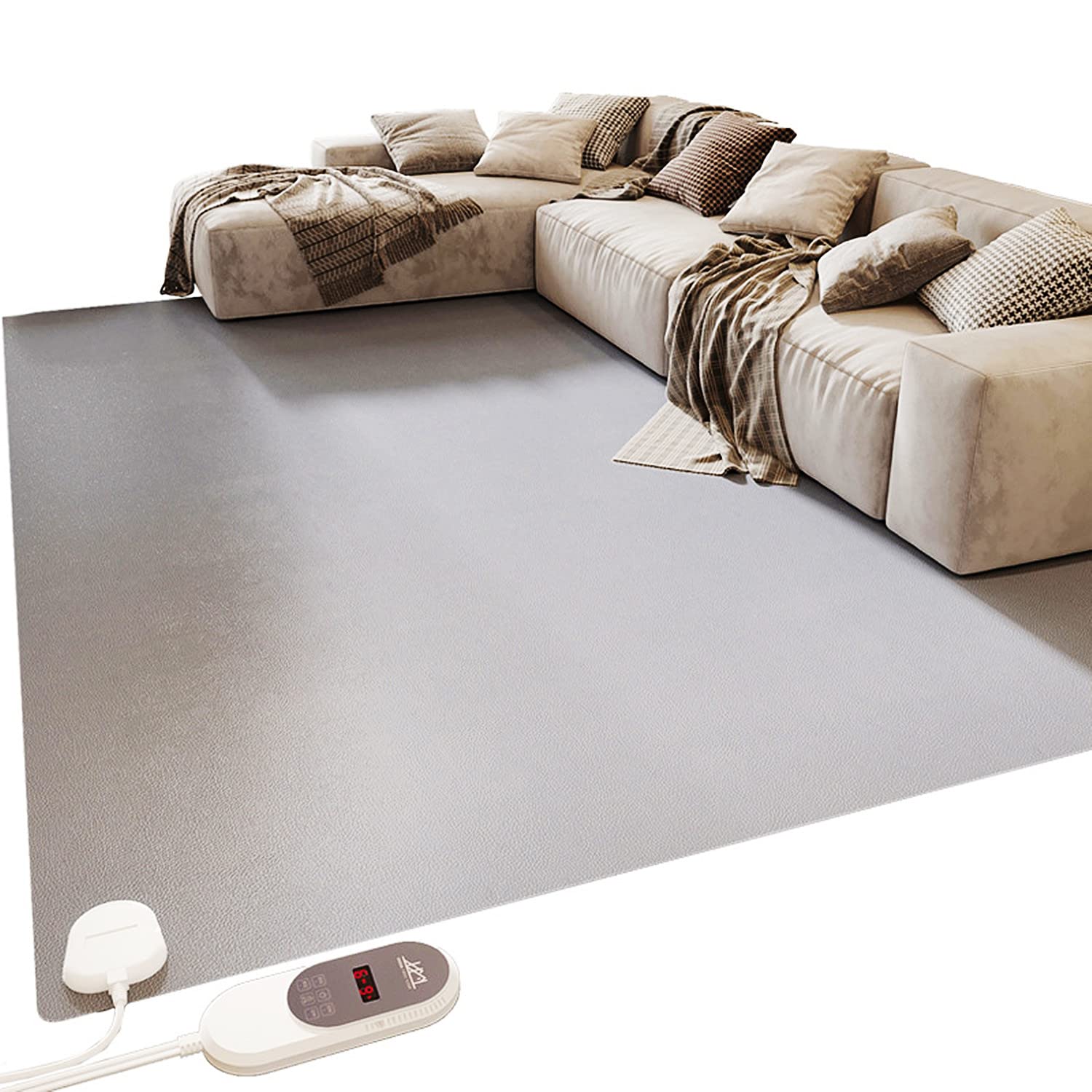 Grand tapis de sol chauffant électrique cristal de carbone chauffe-pieds de bureau gris