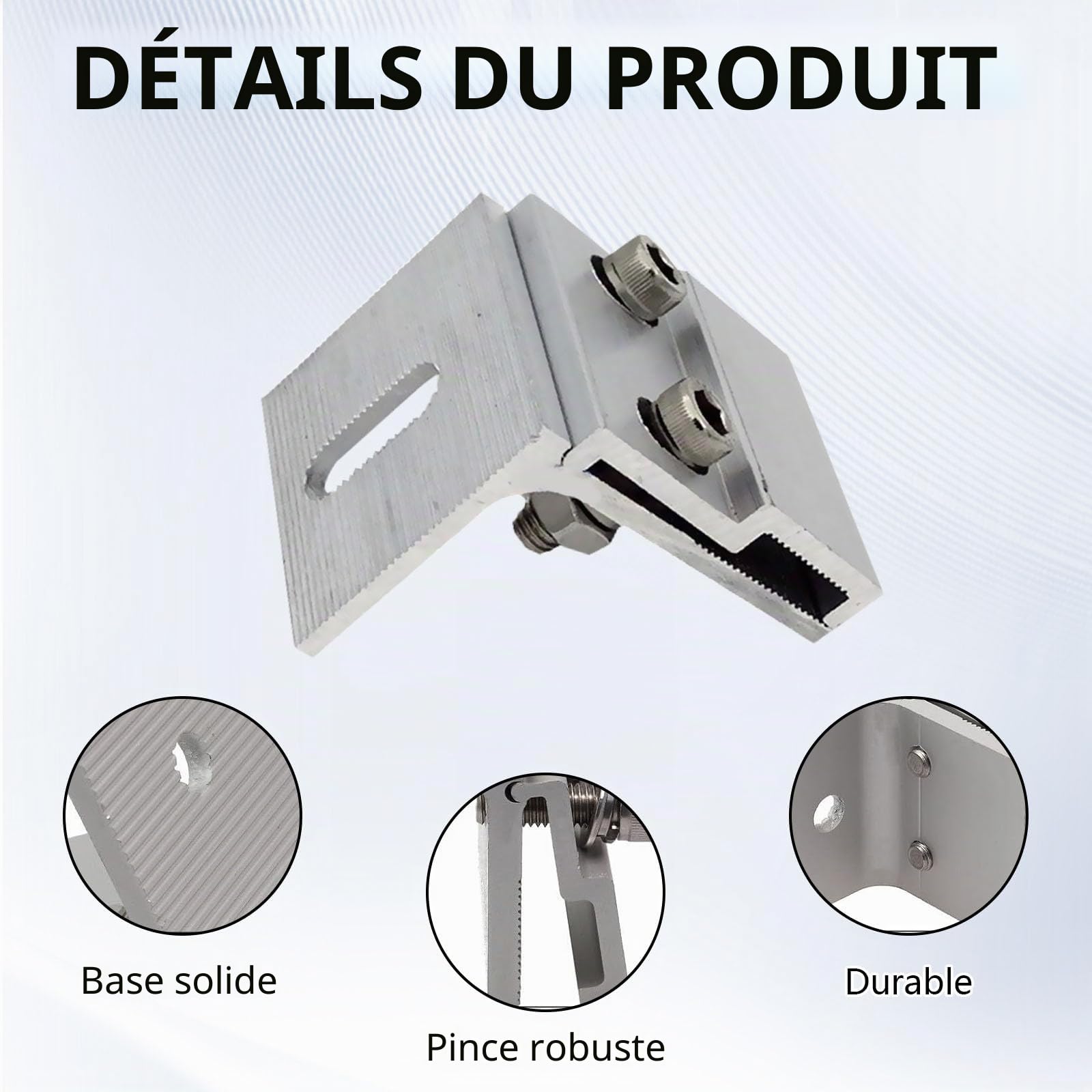 Pinces à Joint Debout, 10PCS Fixation De Pinces En Aluminium Pour Panneaux Solaires Toitures En Tôle Pinces à Joint Debout Pour Toitures à Joint Debout - 45x52mm