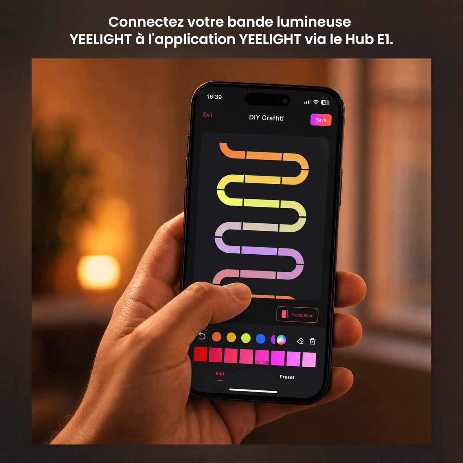 Yeelight Kit de Démarrage Matter over Thread: Ruban LED RGB+IC 5M & Hub Intelligent E1, Compatible avec Apple Home, Alexa, Google Home et SmartThings, Contrôle Segmenté et Synchro Musicale