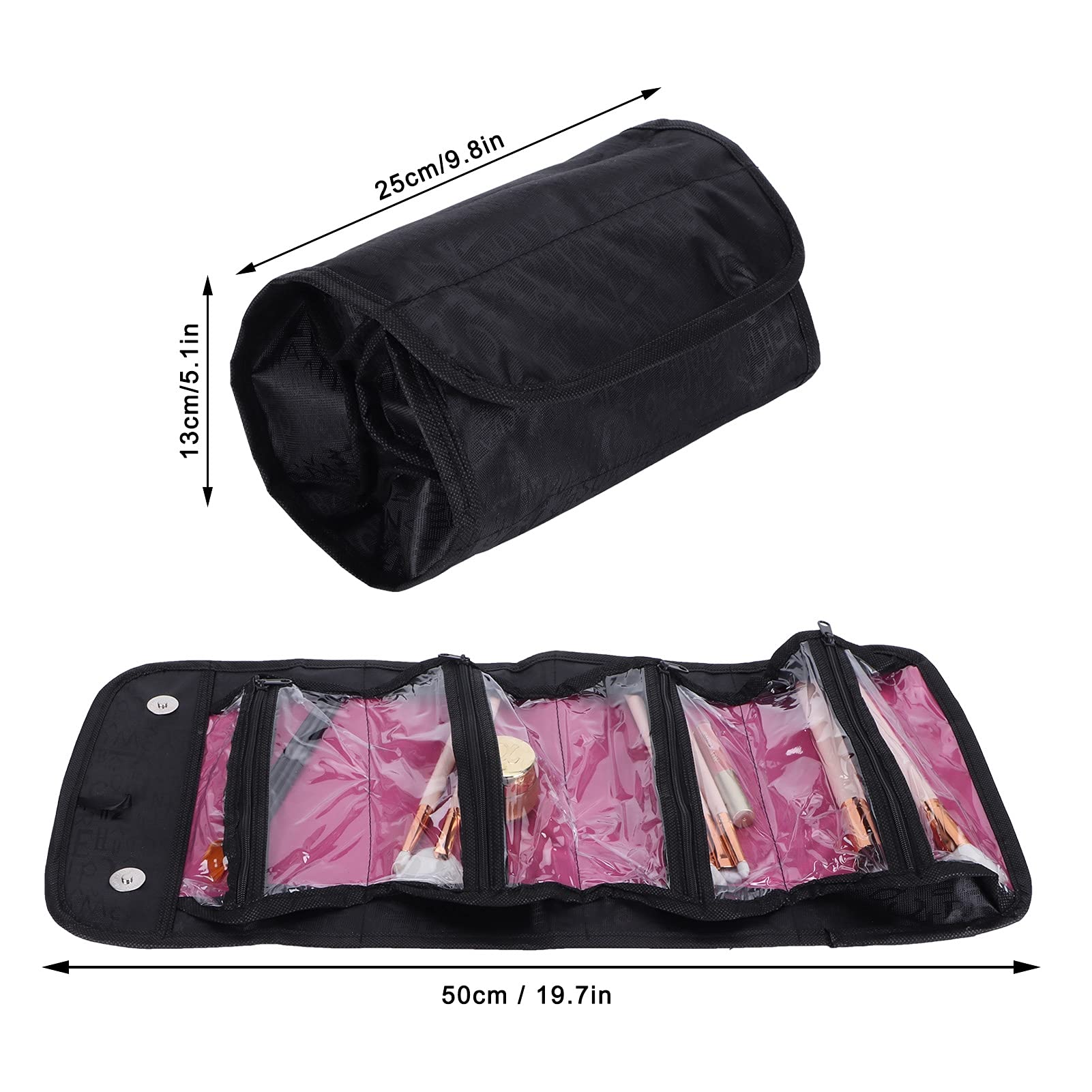 HERCHR Kosmetiktasche Große Kapazität - Rote Reise-Make-up-Tasche Mit Verstellbaren Fächern, Hängend