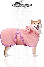 WUFANC Peignoir pour Chien Peignoir pour Animaux de Compagnie Vêtements pour Chiens et Chats avec Capuche Serviette pour Chien Super Absorbante et à séchage Rapide Rose Doux Cinq Tailles (S)
