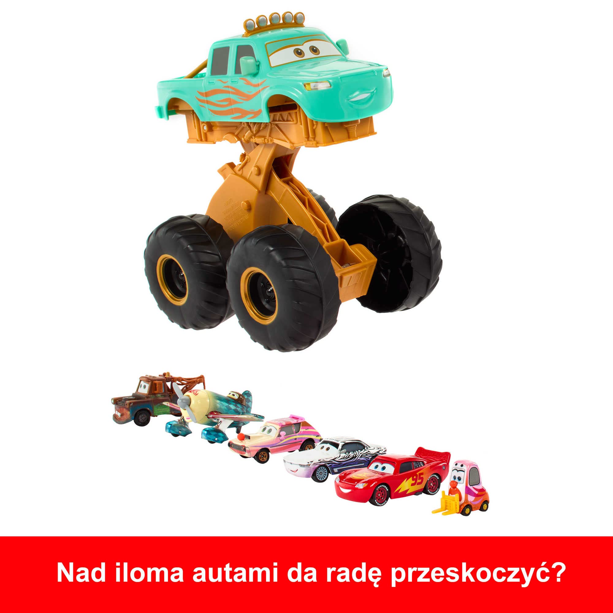 Mattel Disney Pixar Auta w trasie Ivy – Cyrkowe sztuczki, Pojazd kaskaderski, Monster Truck inspirowany serialem na Disney+ HMD76